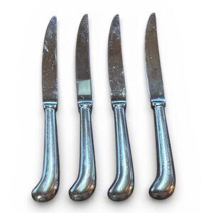Vintage Stainless Steel Pistol Grip Serrated Steak Knives Set 4 Japan Flatware